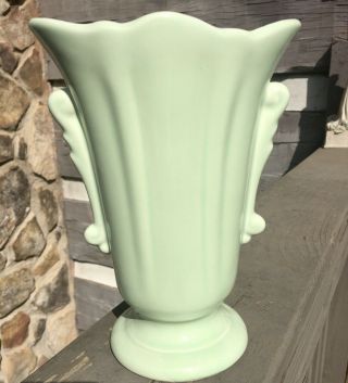 Vintage Mccoy Or Shawnee Pottery Vase,  1940’s,  Usa Mark,  7 - 3/4” Tall Light Green.