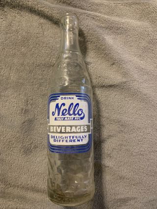 Vintage Nello Beverages Acl Soda Bottle By Lime Cola Bottling Gastonia,  Nc 1948