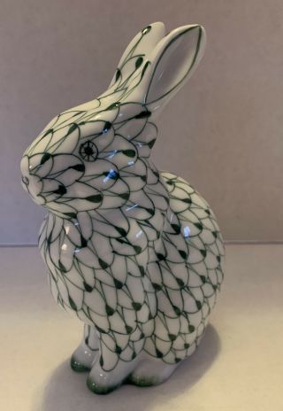 Green Fishnet Bunny Rabbit Porcelain Figurine Hand Painted Andrea By Sadek