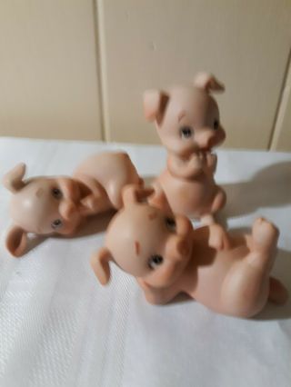 Set Of 3 Whimsical Pig Figurines Lefton China Vintage