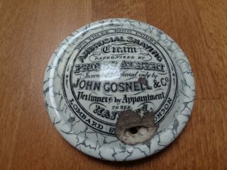 Victorian Antique John Gosnell & Co Shaving Cream Stoneware Lid C.  1855 - 61