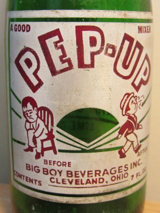 Old Pep - Up Acl Soda Bottle - Big Boy Beverages Cleveland,  Ohio