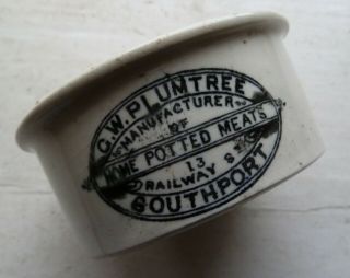 G.  W.  Plumtree Potted Meats Paste Dish Southport C 1900.