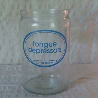 Vintage Medi - Source Tongue Depressors Glass Jar No Lid Doctor Apothecary Medical