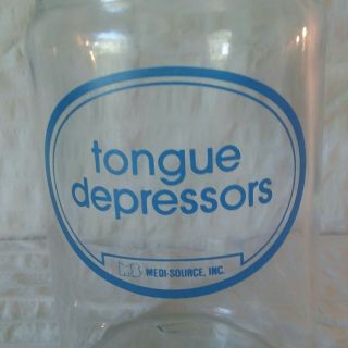 Vintage Medi - Source TONGUE DEPRESSORS Glass Jar No Lid Doctor Apothecary Medical 2