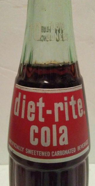 Full 10oz Diet - Rite Acl Soda Bottle Royal Crown Cola Company