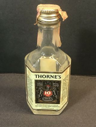 Vtg 1960s North Central Airlines Thornes Scotch Whiskey Miniature Bottle Empty