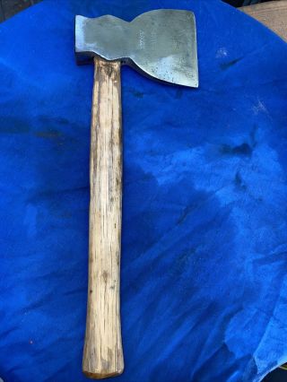 Vintage Vaughan Hewing Hatchet,  Carpenter Axe,  Curved Hickory Handle
