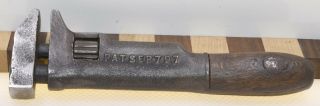 Vintage 7 - 1/2 " Vandergrift No.  31 Wood Handled Adjustable Nut Wrench (inv F837)