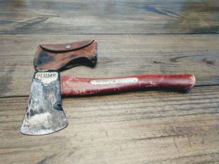 Vintage Plumb Hatchet With Red Handle With Cover Usa 13 5/8 " 26 Ounce