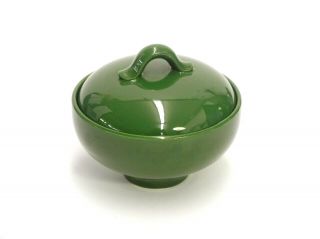 Jade Green Ceramic Lidded Rice Bowl Trinket Dish Box 4 " Tall 4.  5 " Across