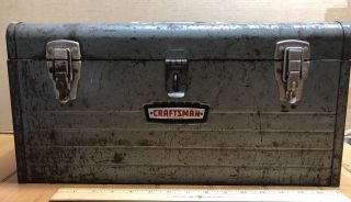 Vintage Craftsman Lockable Metal Tool Box W Tray 18”x8”x9” Old Mechanics Tool
