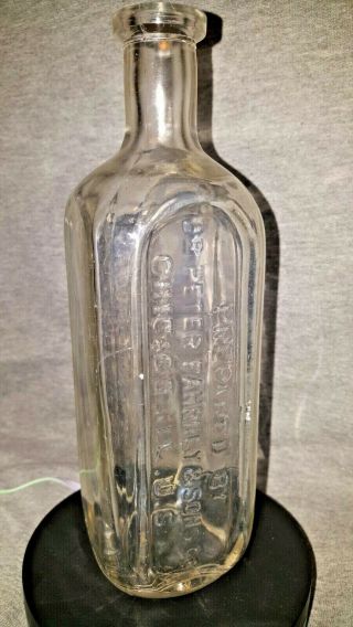 Vintage Dr.  Peter Fahrneys & Sons Co Chicago Ill Glass Embossed Bottle 9 Inch