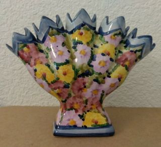 Jay Willfred Andrea Sadek 5 Finger Floral Footed Tulip Vase Made In Portugal