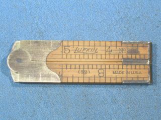 Vintage Lufkin No 386 Boxwood & Brass 12 Inch Folding Rule W/caliper Made In Usa