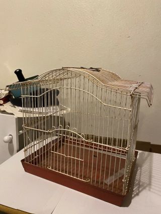 Vintage Dome Shaped Metal Wire Bird Cage