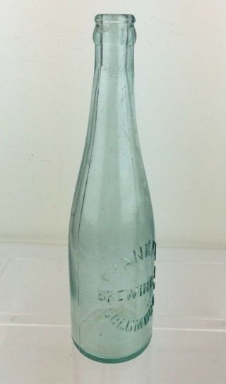 Antique Pre - Prohibition FRANKLIN BREWING CO Columbus OH Beer Bottle Aqua Embossd 2