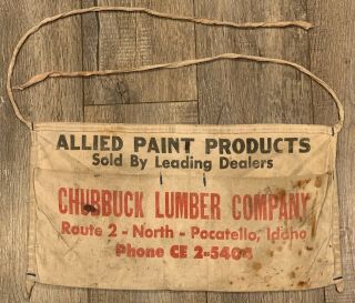 Vtg Chubbuck Lumber Co Allied Paint Nail Apron Pocatello Idaho Id Hardware Store