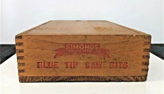 Simonds Saw & Steel Blue Tip Saw Bits Wooden Advertising Box
