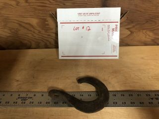 Antique Hand Forge Forged Hook Pulley Large Rusty Chain Hanging Hoist Farm Old