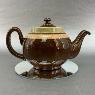 Alb 2 Cup England Antique Mottled Stripped Brown Betty Teapot Pottery Vintage