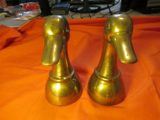 Heavy,  Vintage,  Solid Brass Duck Bookends 6” Tall X 4” Wide X 3” Thick 4.  4lbs