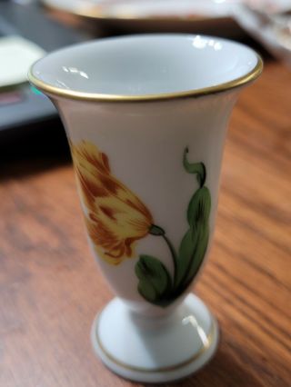 Herend 2½” Bud Vase Miniature 24k Gold Trim Handpainted Flowers