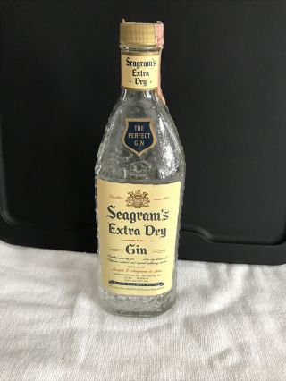 Vintage Seagram’s Extra Dry Gin “in The Ancient Bottle” Embossed 750ml Tax Stamp
