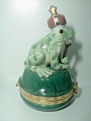 Vintage San Francisco Co Toad Frog Price King Porcelain Ring Music Box Plays