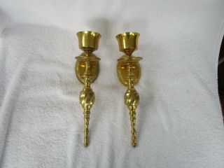 Vintage Set 2 [solid Brass] [handcrafted] Candle Holder Wall Sconce Quality Item