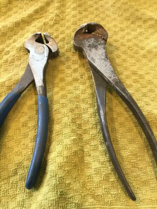 Vintage Utica No.  260 - 7 And 260 - 6 ? Set Of 2 End Nipper Cutting Pliers U.  S.  A.