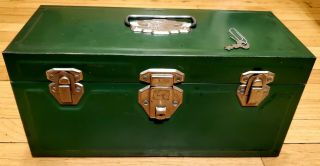 Vintage Union Utility Chest Leroy Ny Union Steel Corp.  Tool Box Green With Key