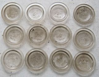 12 Vintage Ball No.  10 Glass Canning Jar Glass Lids