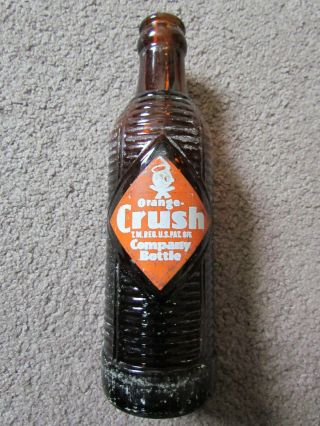 Vintage Orange Crush Amber Brown Bottle 7 Oz.  Beehive Soda Pop