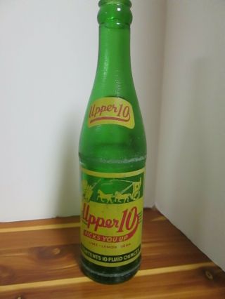 Rare Vintage Nehi Upper 10 Lime - Lemon Soda Bottle Green Glass 1950 - 60