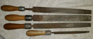 Vintage Woodworking Tool Set Of 4 Chisel File Various Size Texture 1 Newton Rasp
