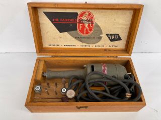 Vintage Fairchild Industries Rotary Tool Dremel With Wood Box