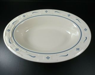 Longaberger Pottery Usa Woven Traditions Blue / Ivory Vegetable Serving Dish 11 "