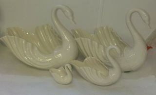 4 Vintage Lenox Porcelain Swan Centerpieces Candy Dish Trinket Dish & Salt
