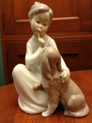 - Lladro Figurine: “boy With Dog,  ” 4522.
