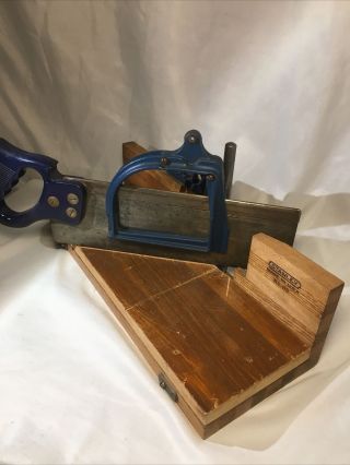Vintage Stanley Miter Box Wood Woodworking No.  115 Made Usa With Back Saw