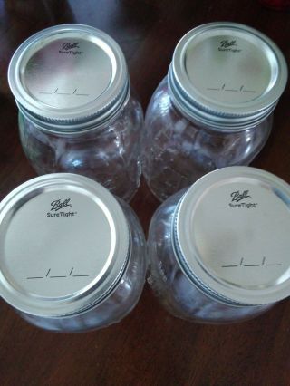 3 Mason Jar Ball Quart 32 Oz Wide Mouth Canning Lids,  Bands Clear Glass