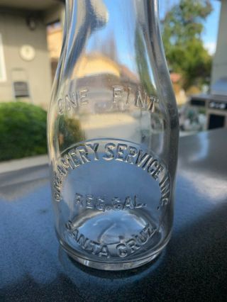 Creamery Service Inc.  Milk Bottle,  Santa Cruz Ca Cal Calif
