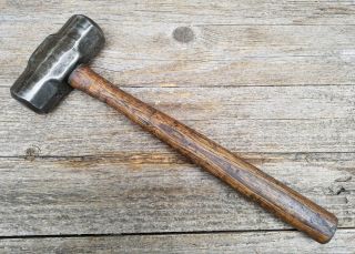 Vintage M2 Blackmithing Hammer W/ Wood Handle - 4 Lb Mini Sledge Double Faced