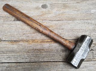 Vintage M2 Blackmithing Hammer w/ Wood Handle - 4 LB Mini Sledge Double Faced 2