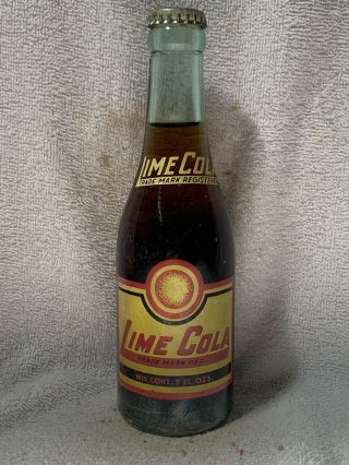 Full 7oz Lime Cola Acl Soda Bottle Shivar Springs Shelton,  S.  C.