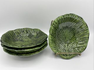 Rare Holland Mold Cabbage Leaf Set Of 4 Salad Bowls Vintage,  Mid Century