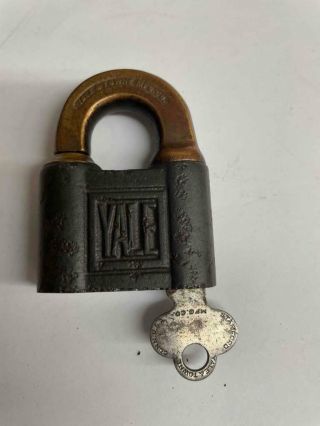 Vintage Yale Push Padlock Lock W/ Key