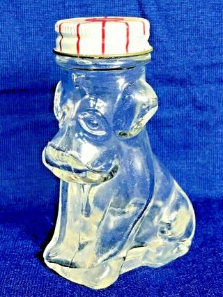 Vintage Dog Bottle 3.  75 " High,  Clear Glass,  House Of Lowell,  Greenville Ohio,  Ml
