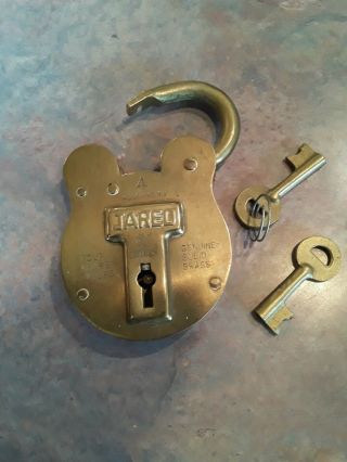 Vintage Jared Solid Brass Lock Admiralty 4 Old English 4 Levers 2 Keys